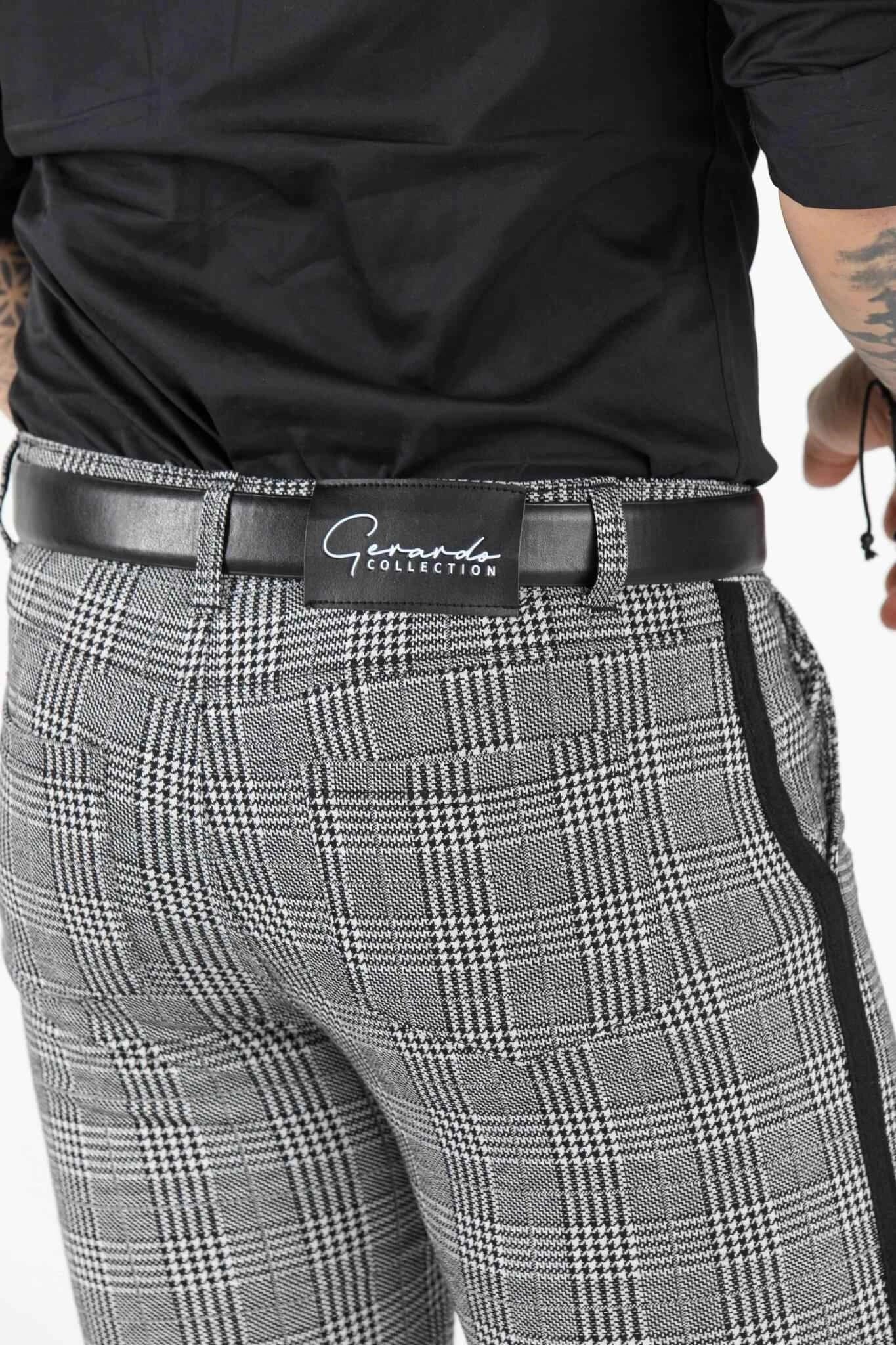 Mens Grey & Black Plaid Pants - Gerardo Collection