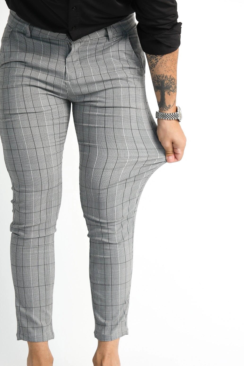 Mens Grey Plaid Pants - Gerardo Collection