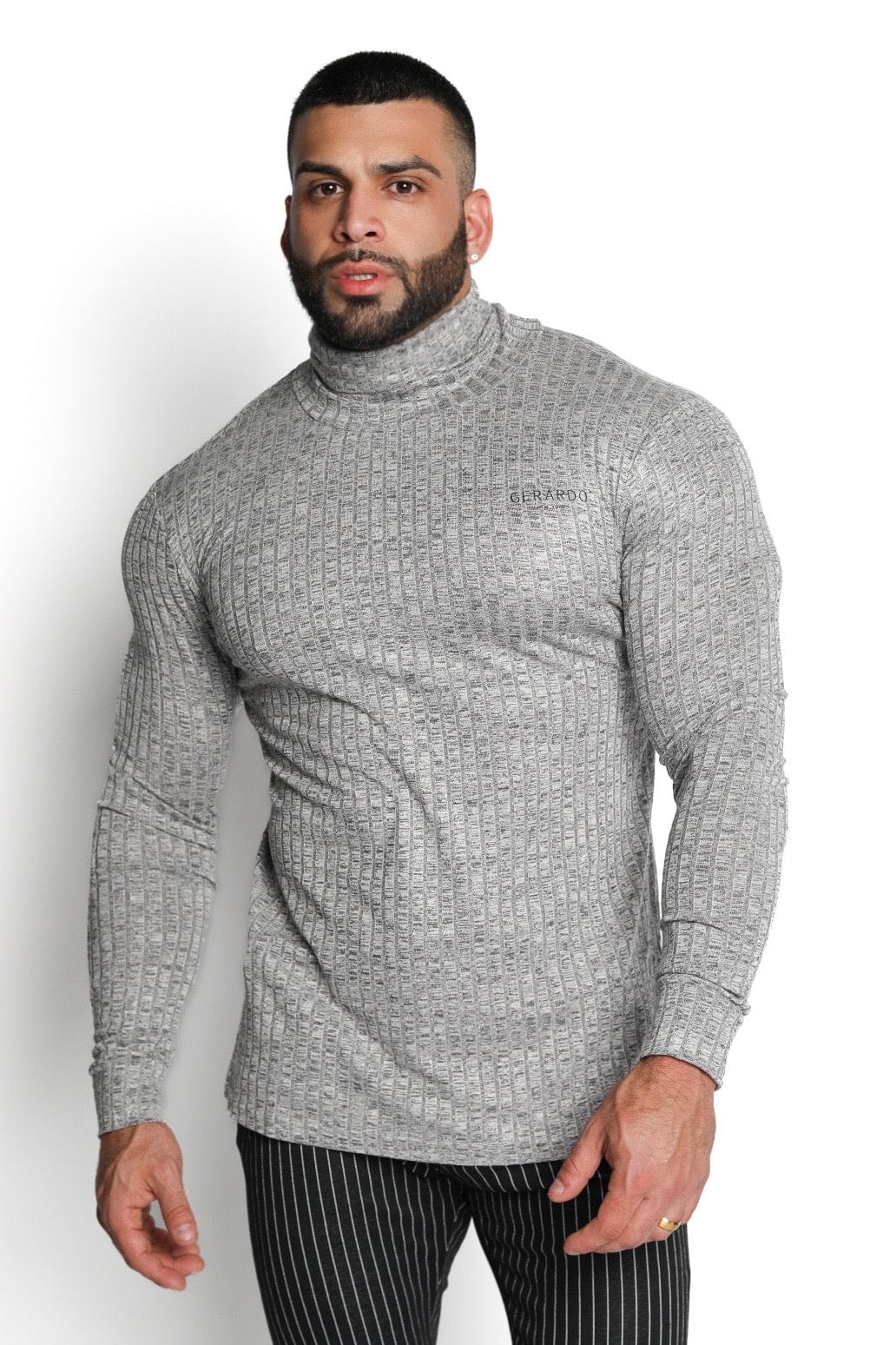 Ribbed Zip Neck Knit Polo in Smoke Grey - TAILORED ATHLETE - USA