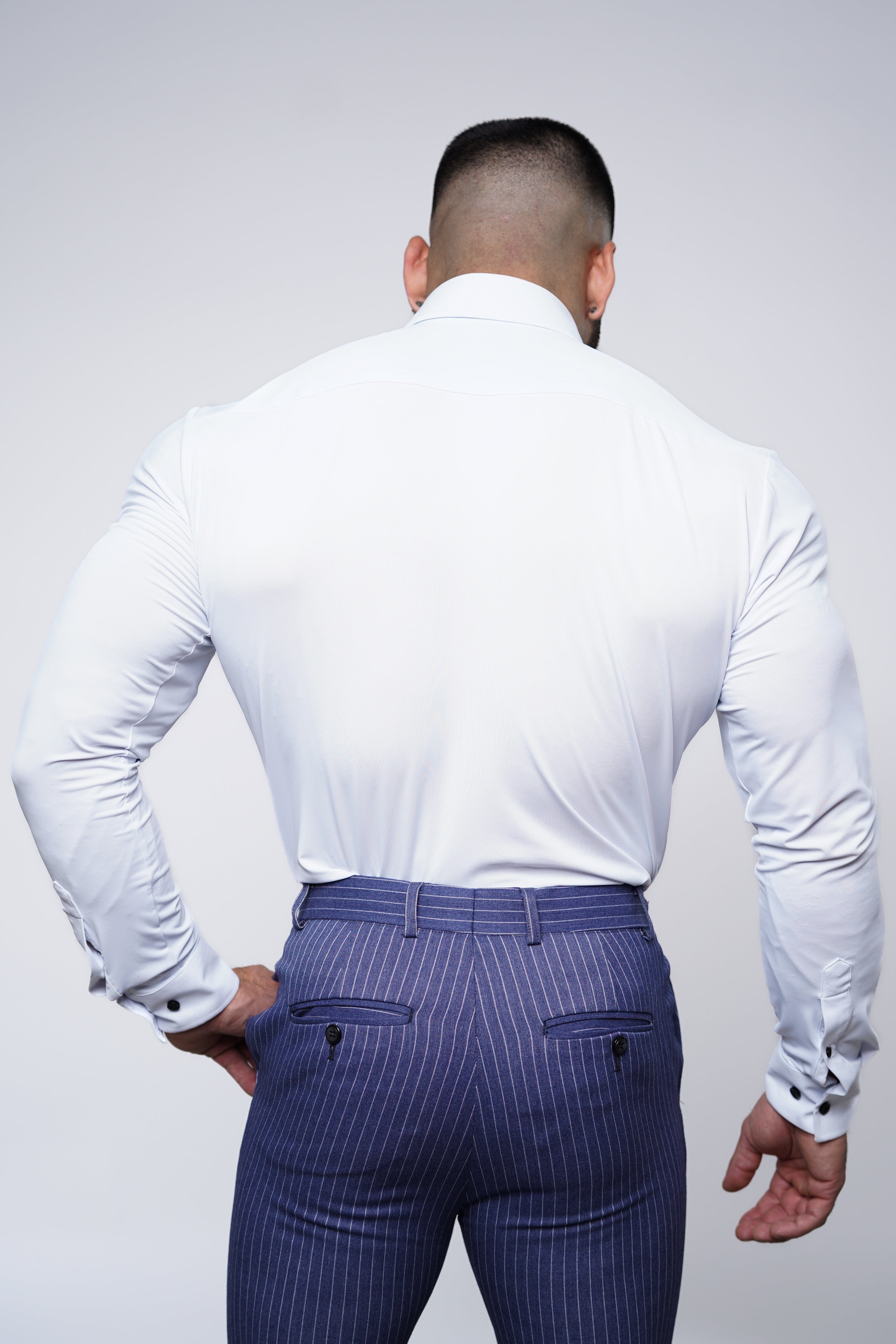 Mens White Athletic Fit Dress Shirt - Gerardo Collection