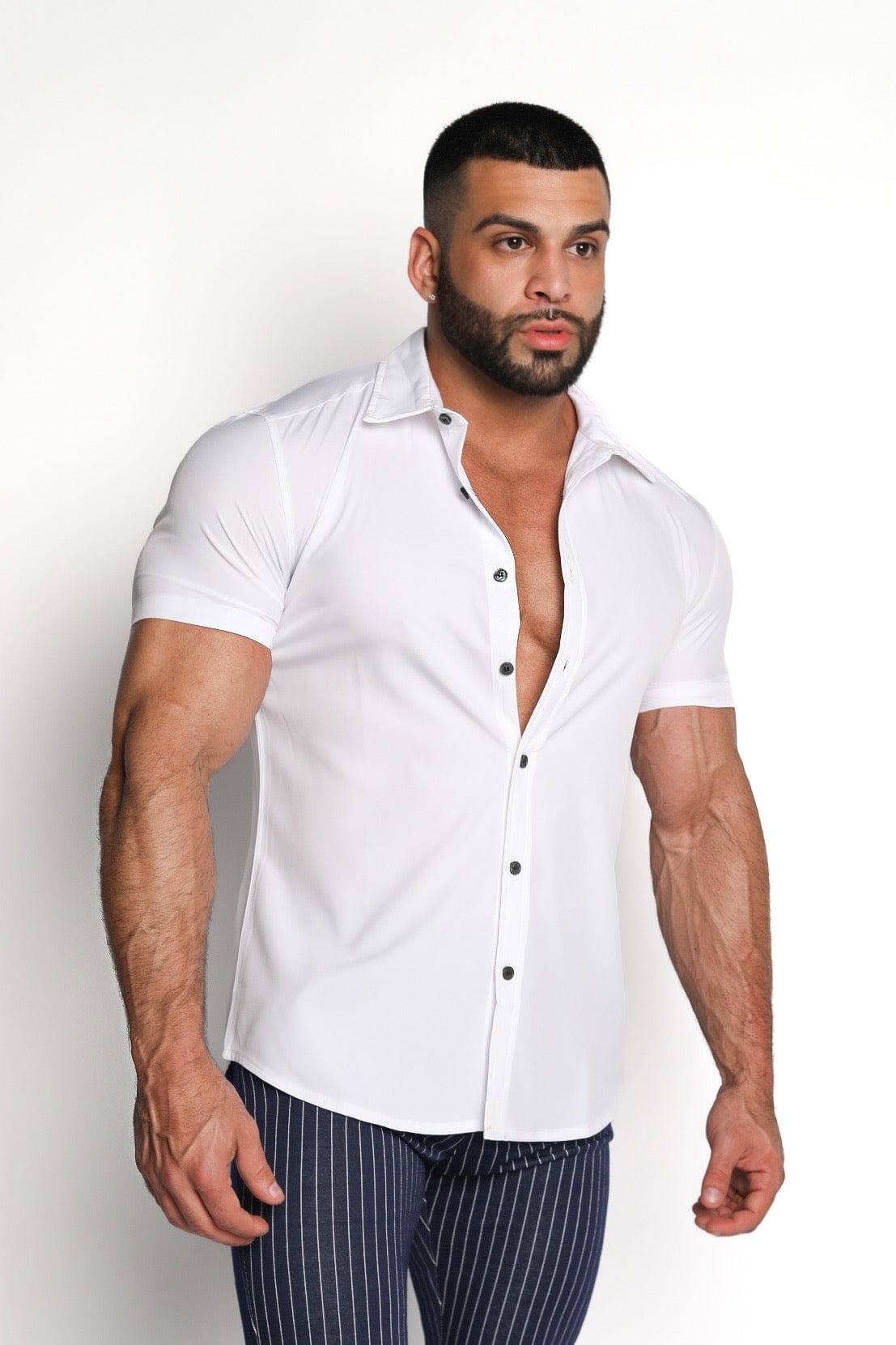 Mens White Short Sleeve Dress Shirt - Gerardo Collection
