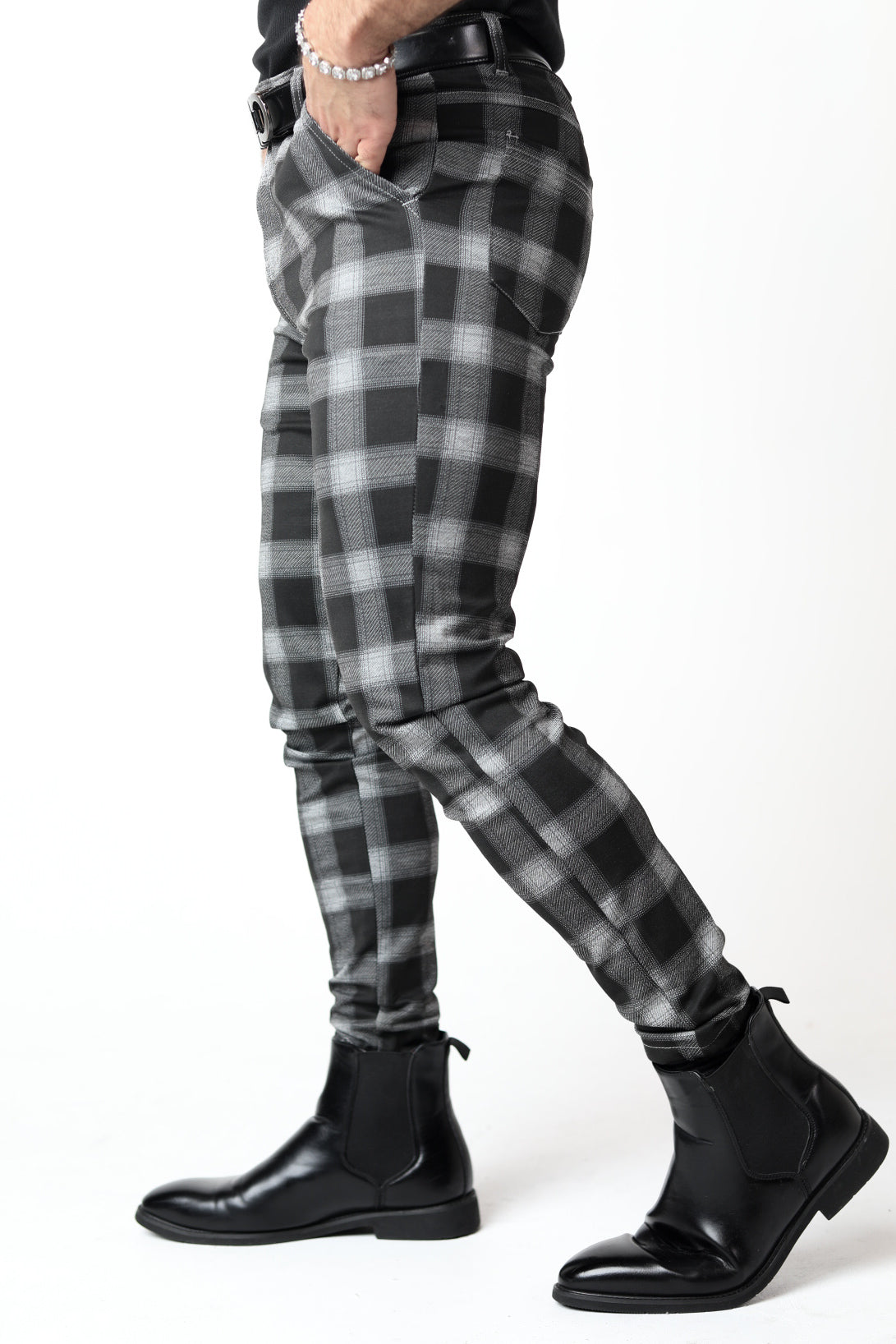 Black Plaid & Checkered Dress Pants