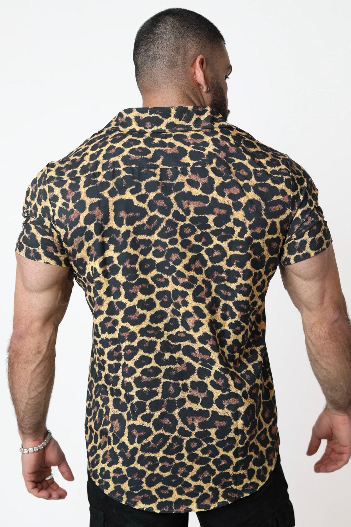 Men's Fashion Leopard Printed Shirts Satin Slim Fit  