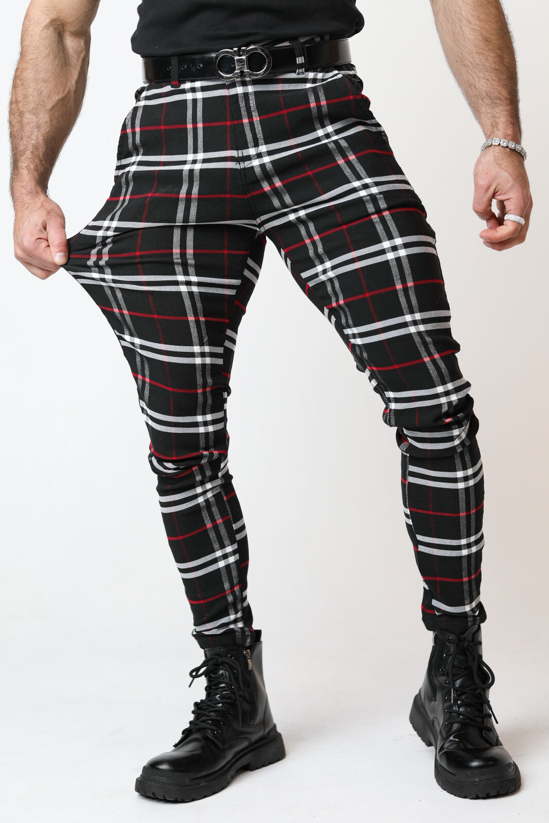 Mens Red Checkered Dress Pants | Gerardo Collection