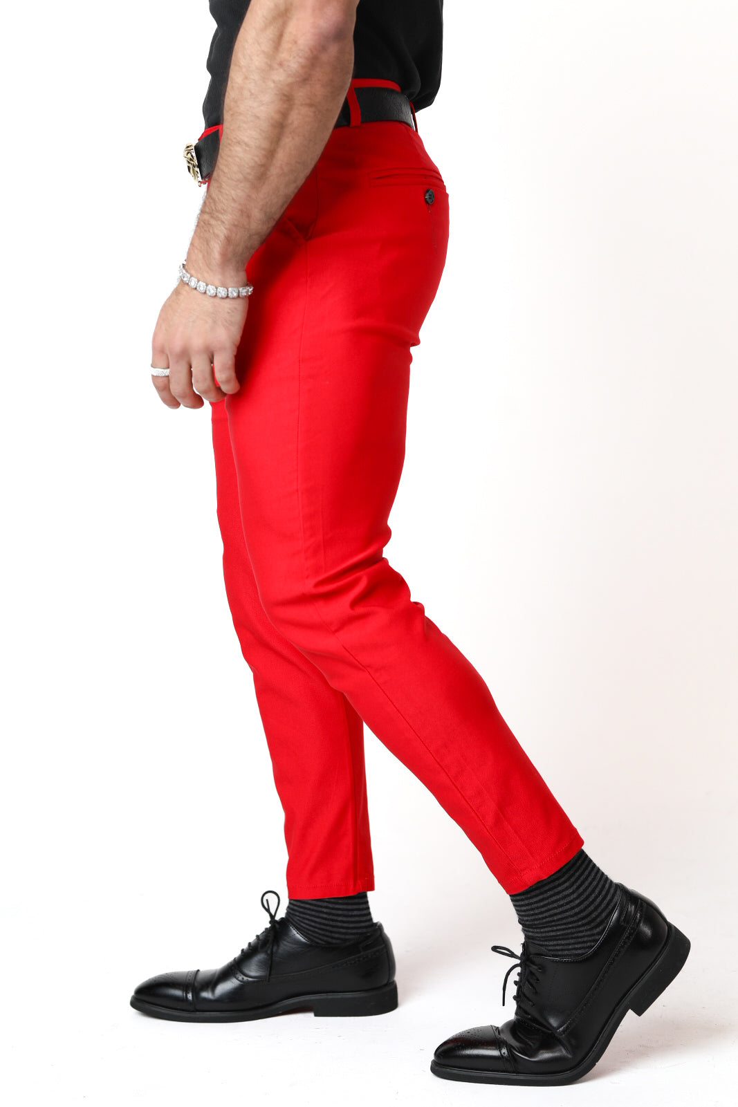 Red Slim Fit Dress Pants