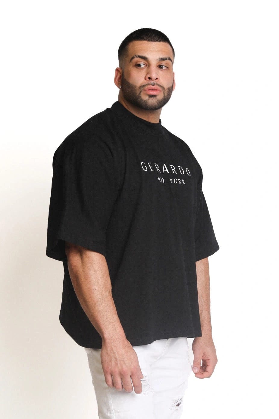 Mens Black Boxy Base Oversize T-Shirt - Gerardo Collection