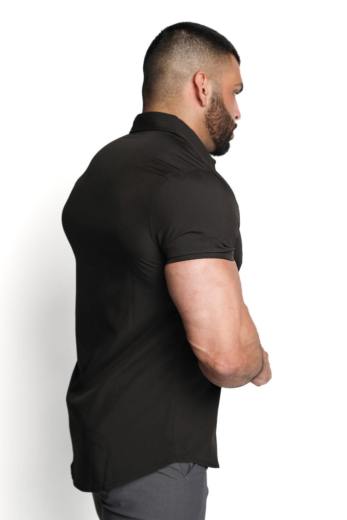 Mens Black Short Sleeve Dress Shirt - Gerardo Collection