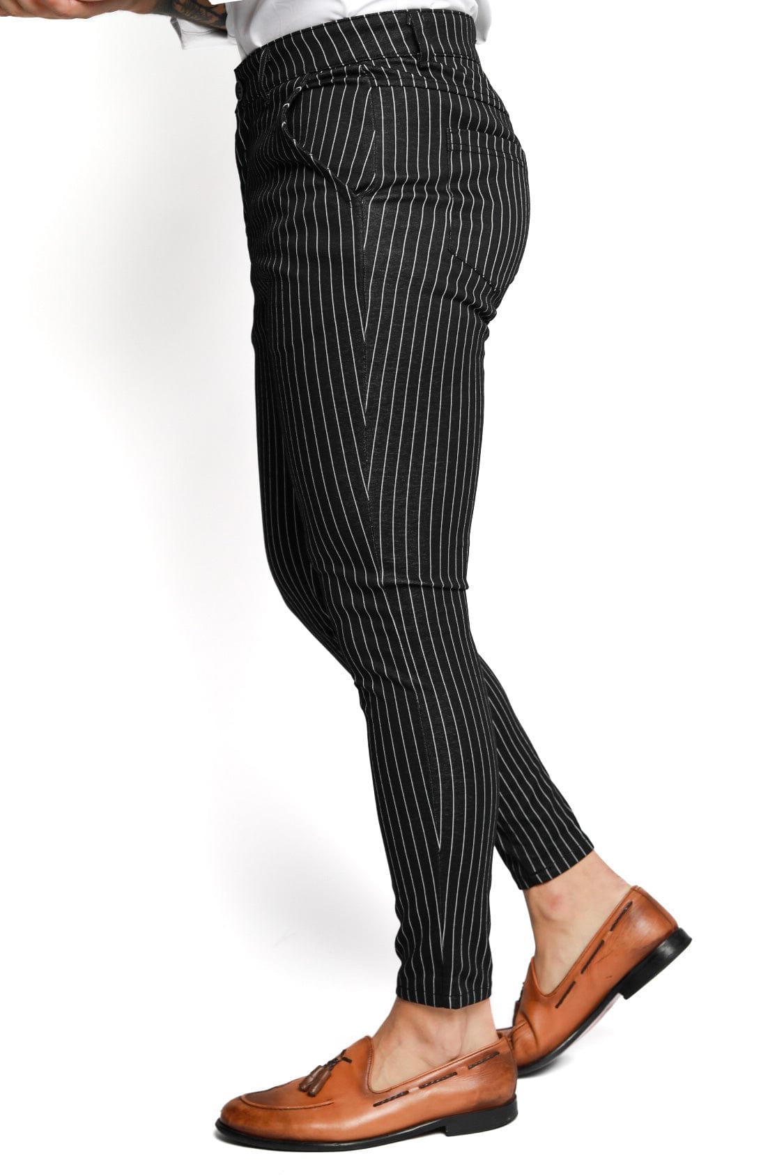Mens Black Pinstripe Dress Pants - Gerardo Collection