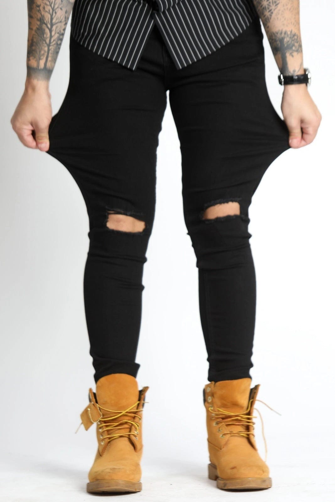 Mens Black Skinny Fit Stretch Jeans - Gerardo Collection