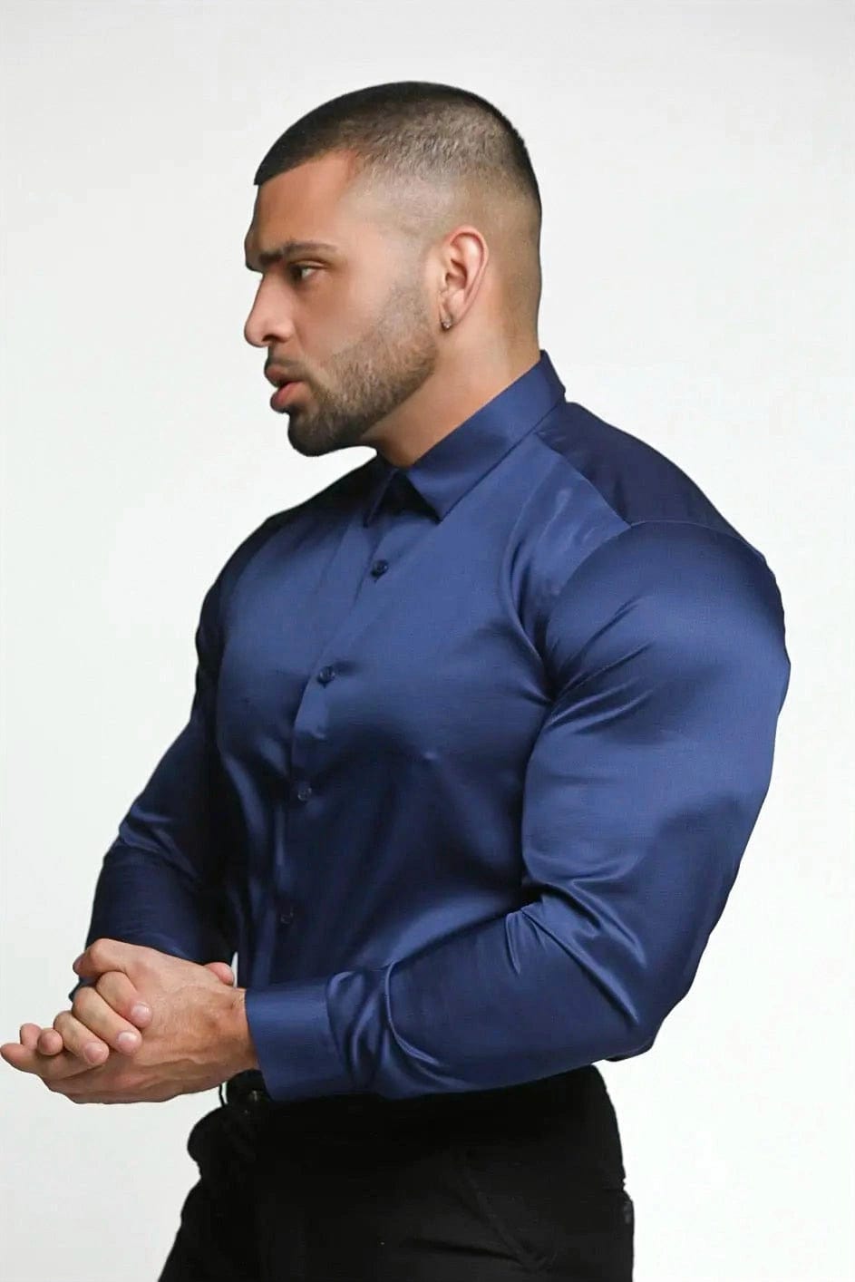 Shop Blue Athletic Fit Dress Shirt For Men - Gerardo Collection