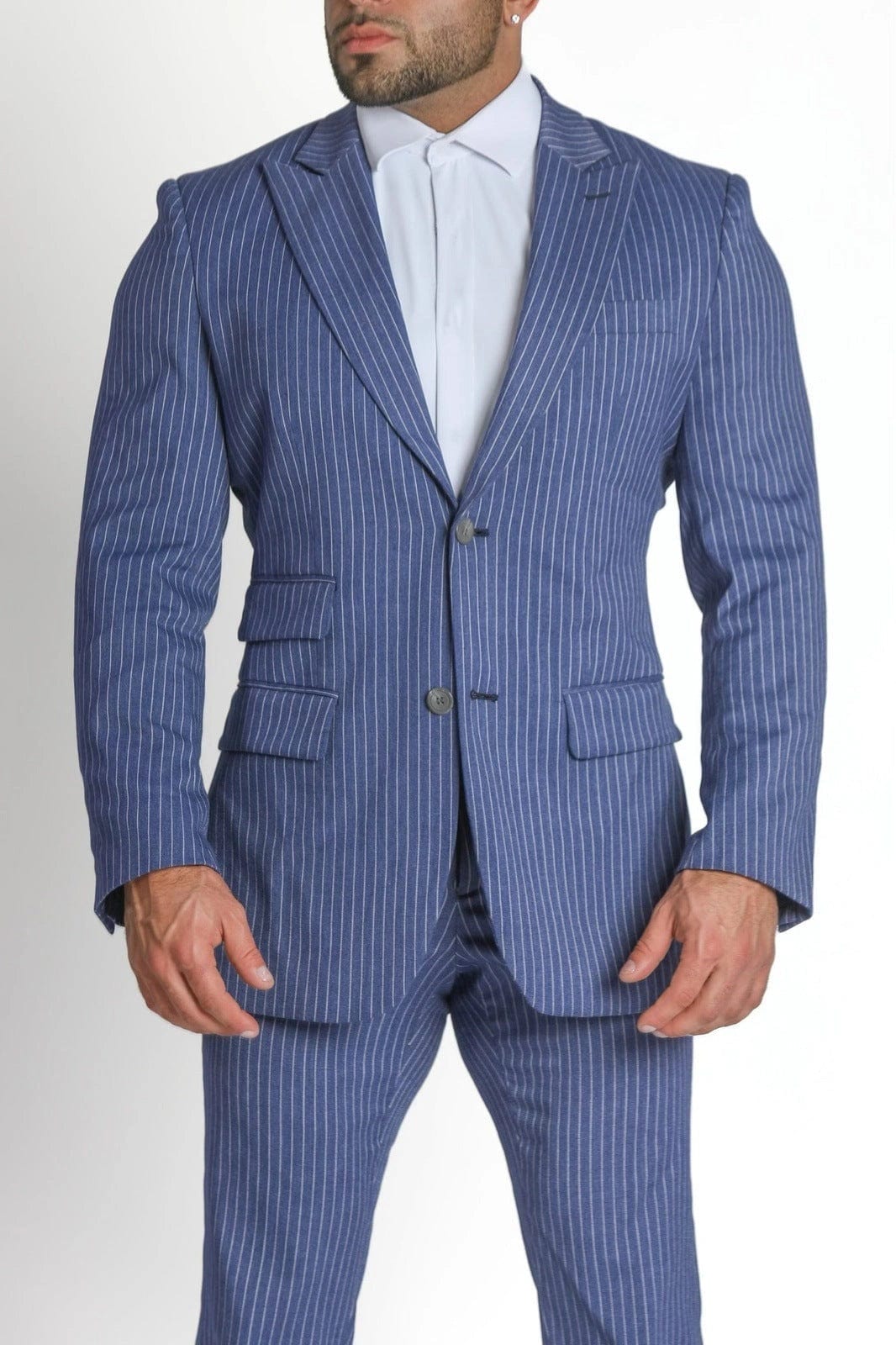Mens Blue Pinstripe Suit