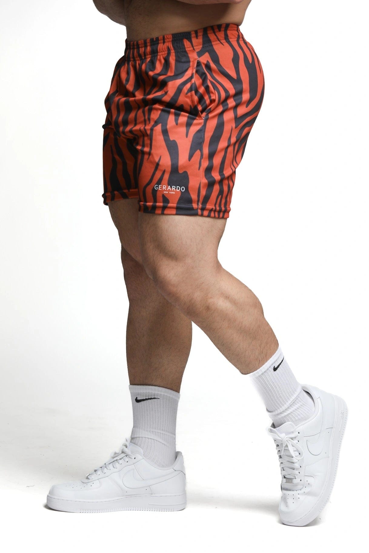 Mens Breathable Performance Shorts - Tiger Print - Gerardo Collection