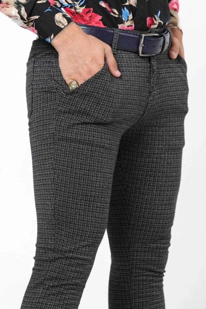 Mens Charcoal Grey Slim Fit Dress Pants - Gerardo Collection