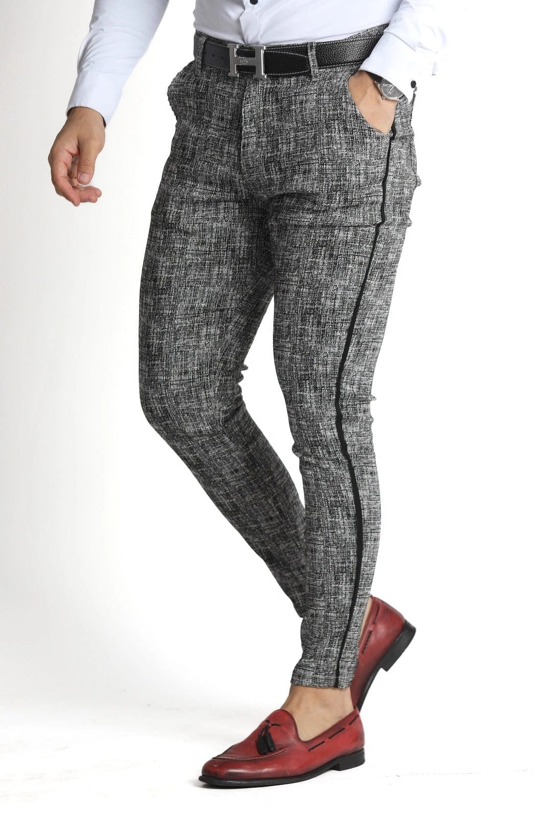 Mens Graphite Grey Slim Fit Dress Pants - Gerardo Collection