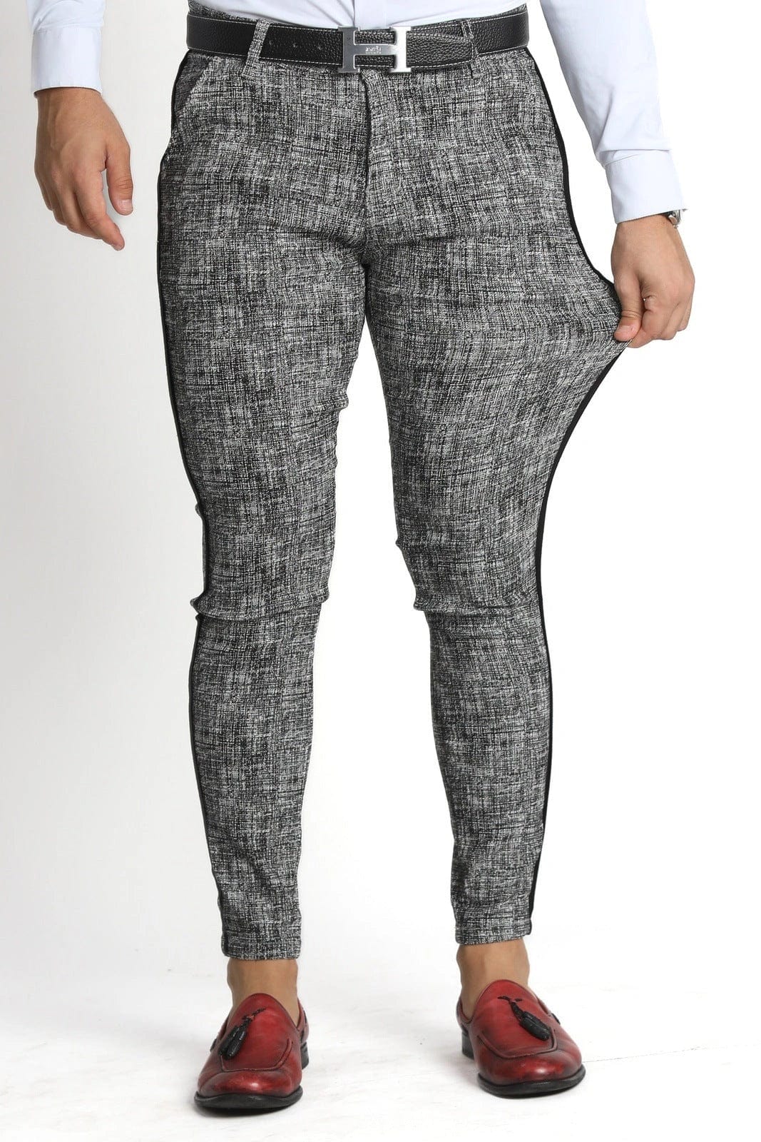 Shop Graphite Grey Slim Fit Dress Pants For Men - Gerardo Collection
