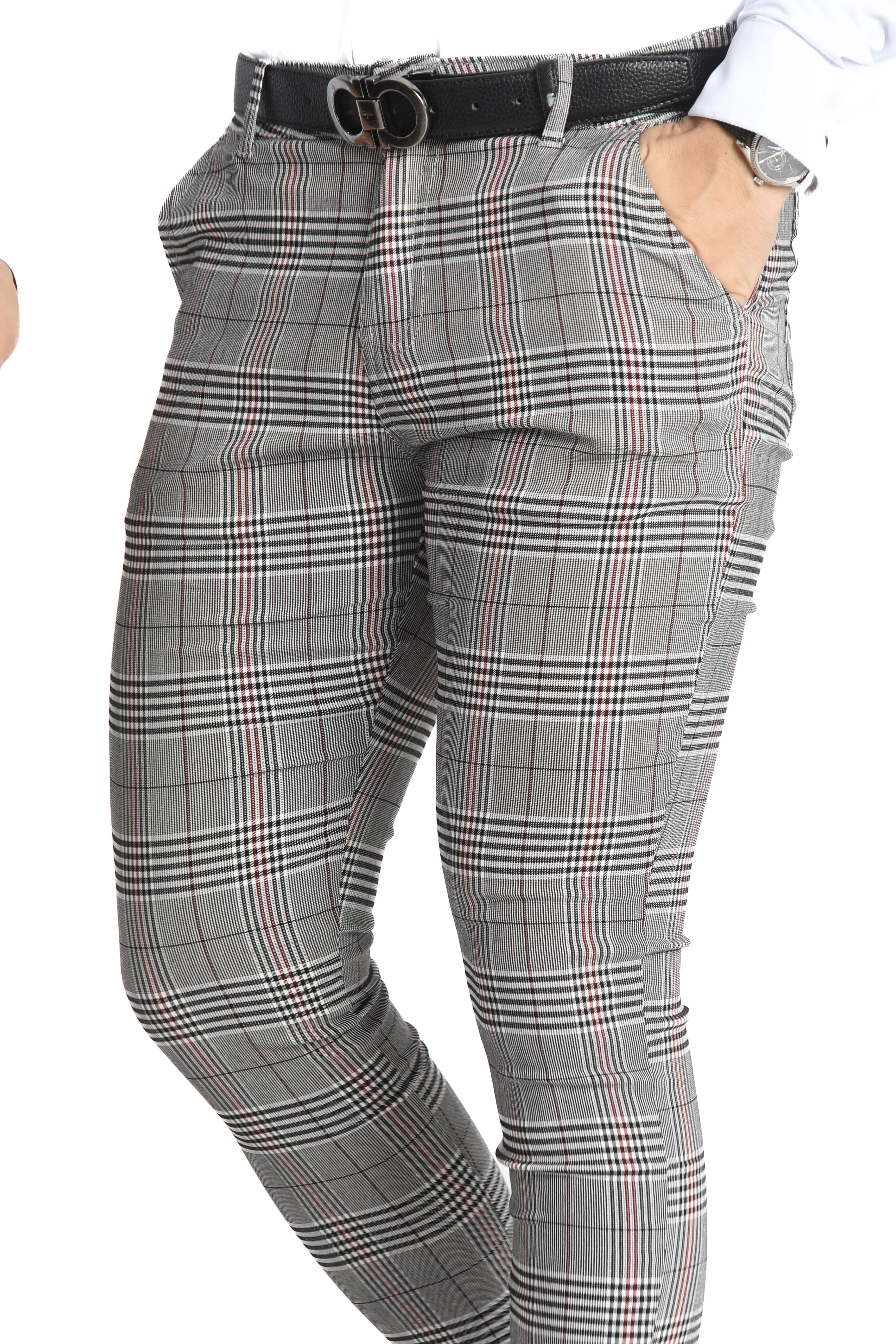 Mens Grey V2 Plaid Pants - Gerardo Collection