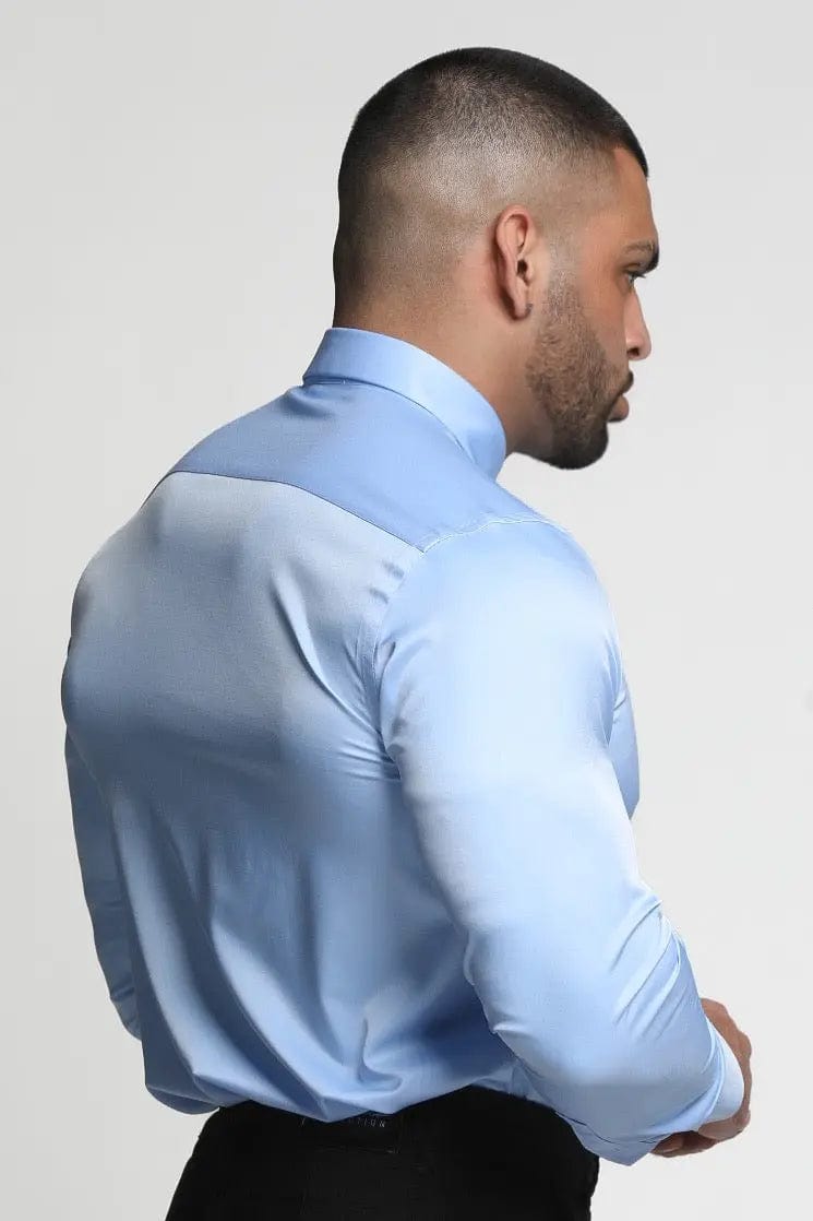 Mens Light Blue Athletic Fit Dress Shirt - Gerardo Collection