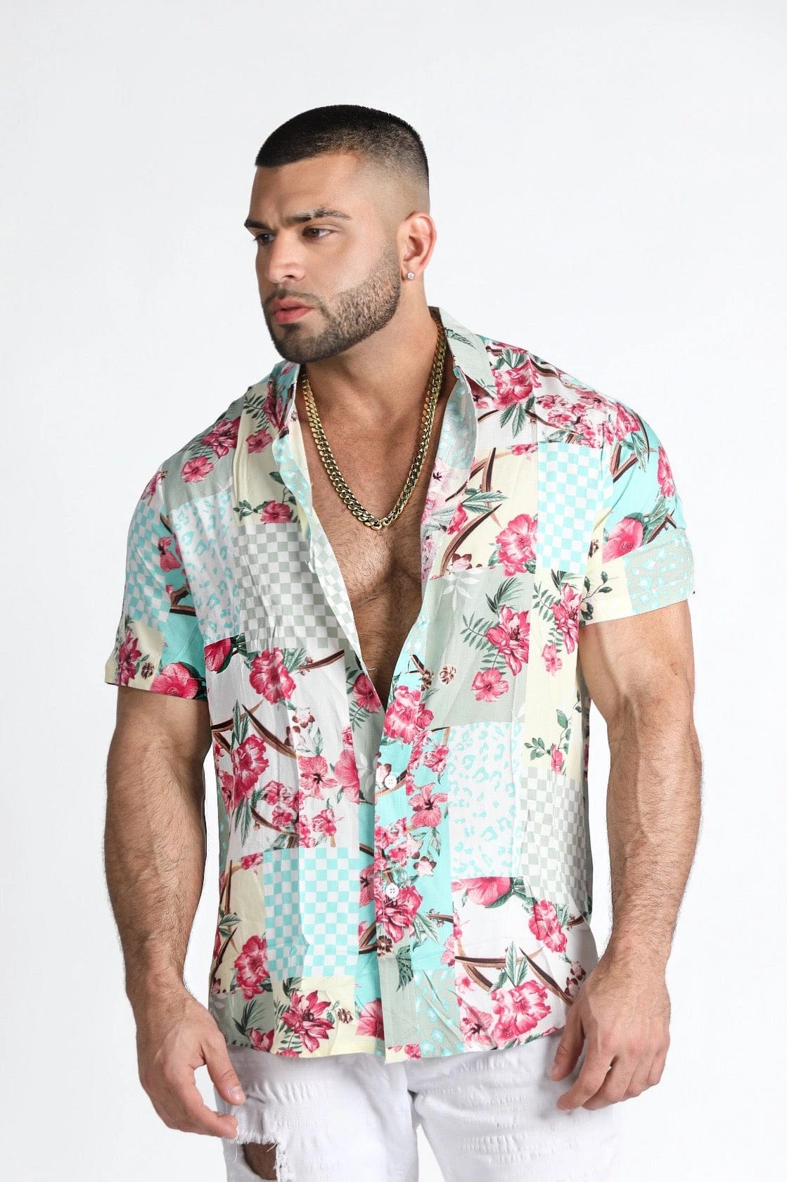Mens Orchid Floral Print Shirt - Gerardo Collection