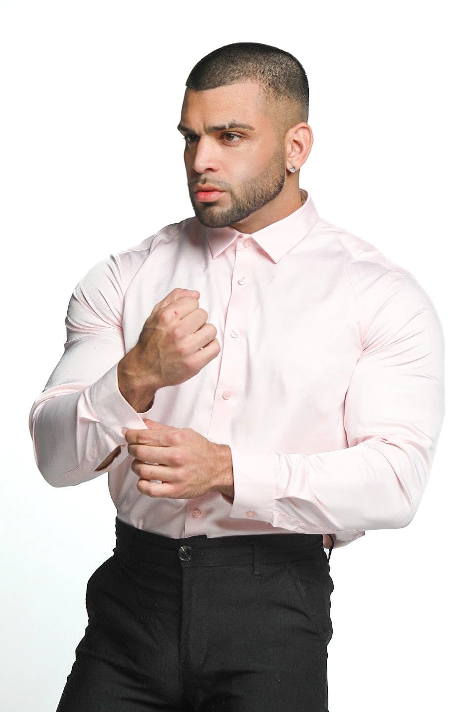 Mens Pink Athletic Fit Dress Shirt - Gerardo Collection