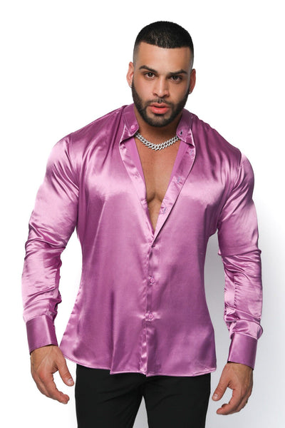 Purple Satin Long Sleeve Shirt