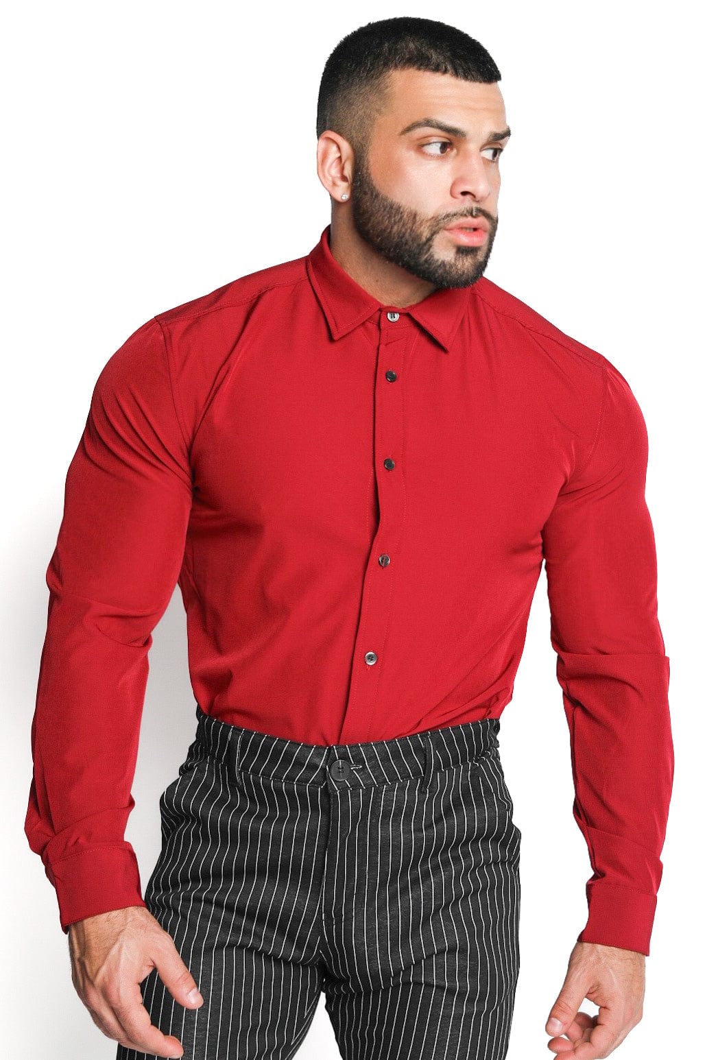 Mens Red Athletic Fit Dress Shirt - Gerardo Collection