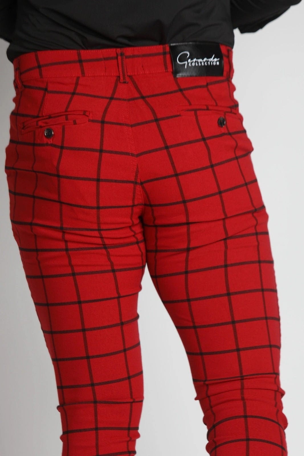 Mens Red Checkered Dress Pants - Gerardo Collection