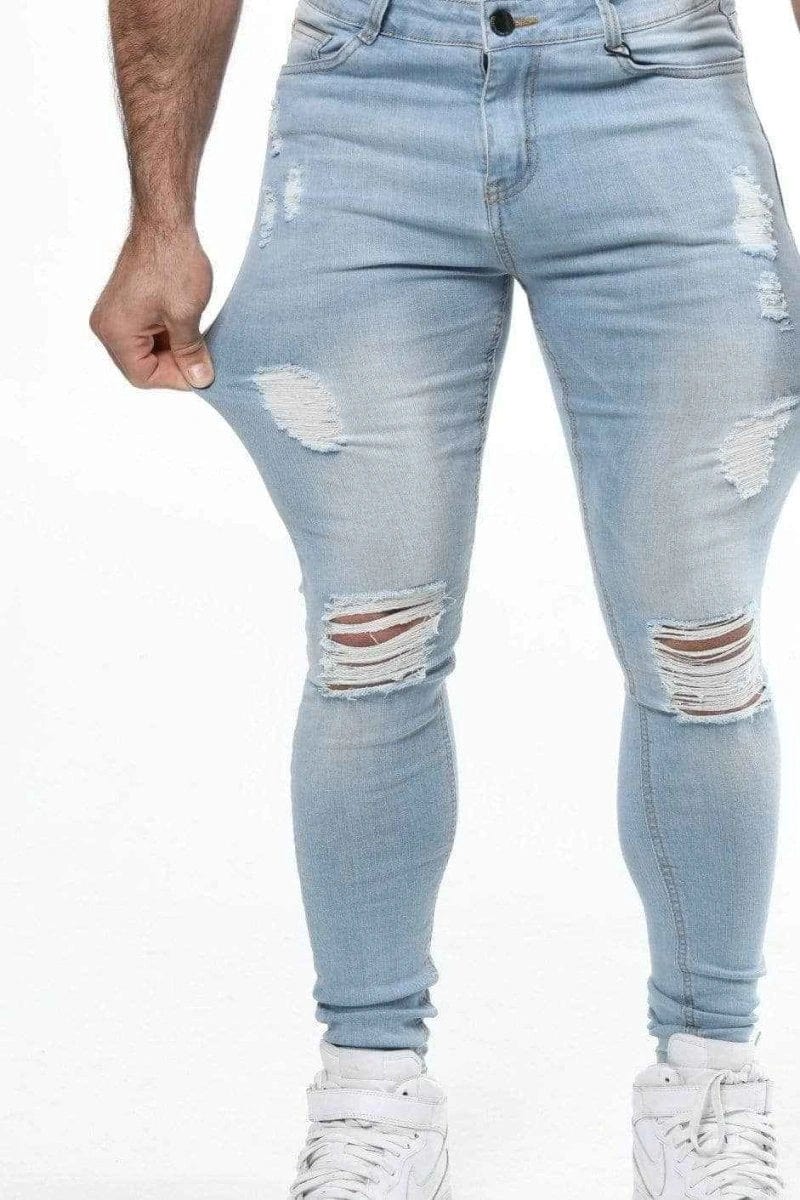 Mens Washed Denim Skinny Fit Stretch Jeans - Gerardo Collection
