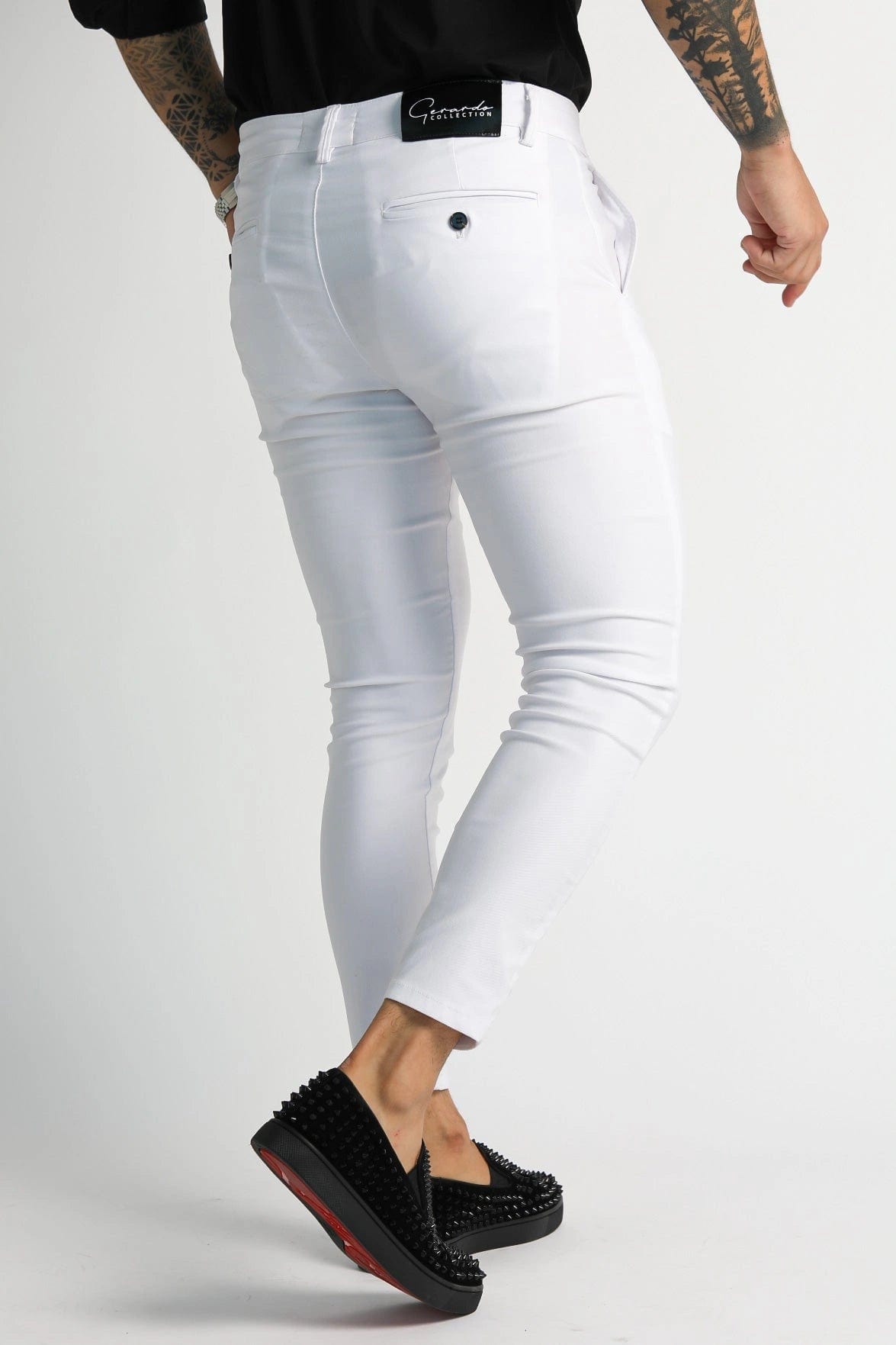 Mens White Slim Fit Dress Pants - Gerardo Collection