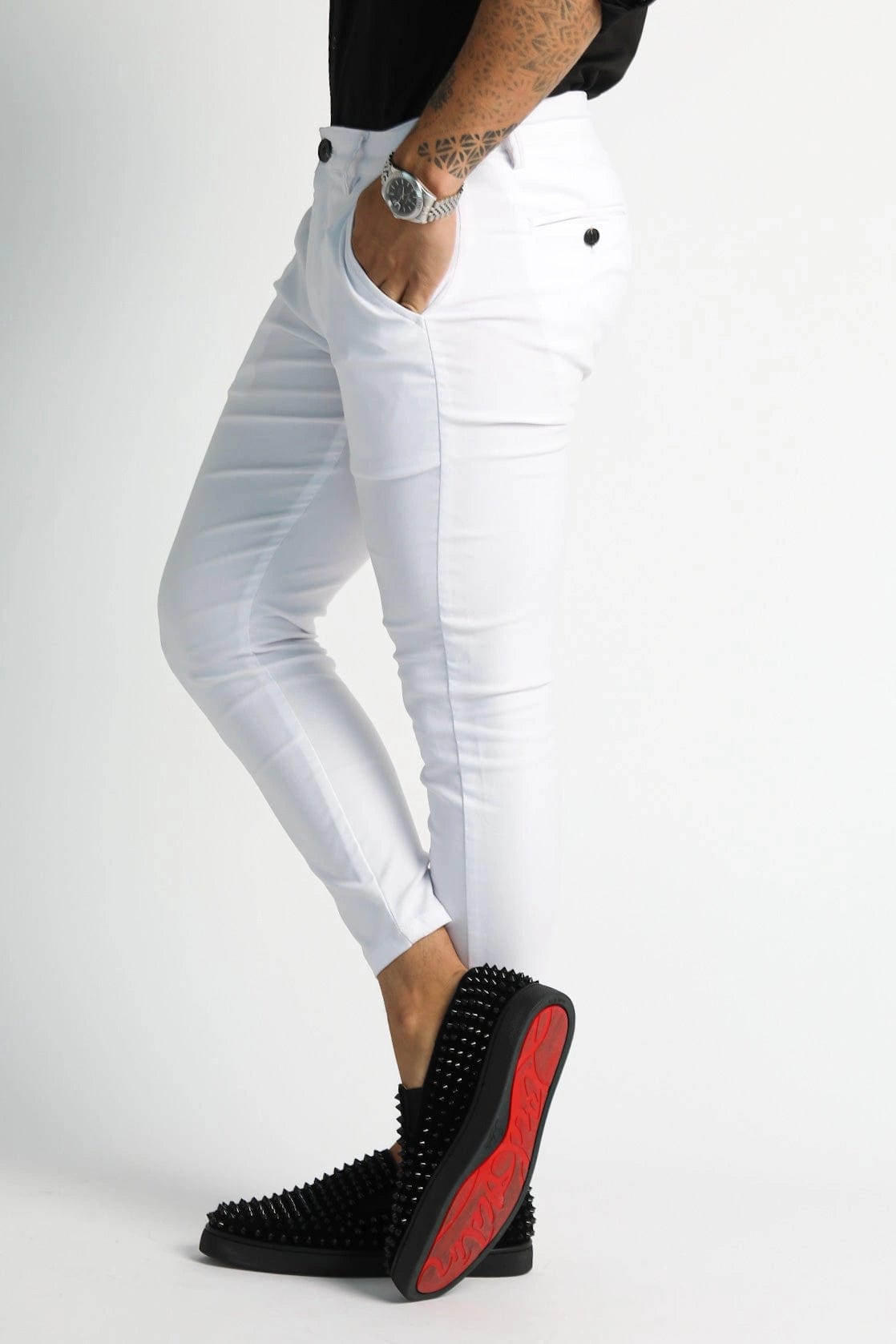 Mens White Slim Fit Dress Pants - Gerardo Collection